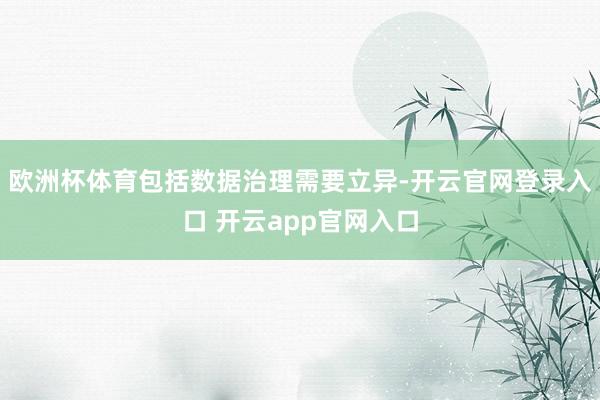 欧洲杯体育包括数据治理需要立异-开云官网登录入口 开云app官网入口