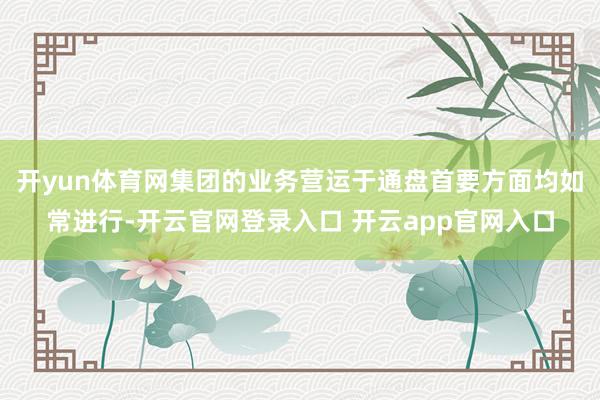 开yun体育网集团的业务营运于通盘首要方面均如常进行-开云官网登录入口 开云app官网入口
