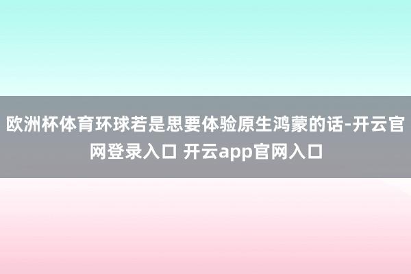 欧洲杯体育环球若是思要体验原生鸿蒙的话-开云官网登录入口 开云app官网入口