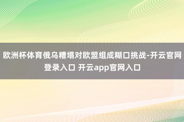 欧洲杯体育俄乌糟塌对欧盟组成糊口挑战-开云官网登录入口 开云app官网入口